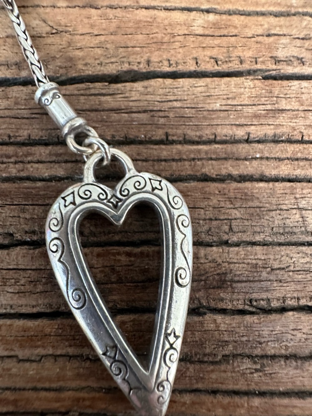 Brighton Silver Heart Lariat Necklace with Heart Drop and Matching Earrings - Picture 3 of 5